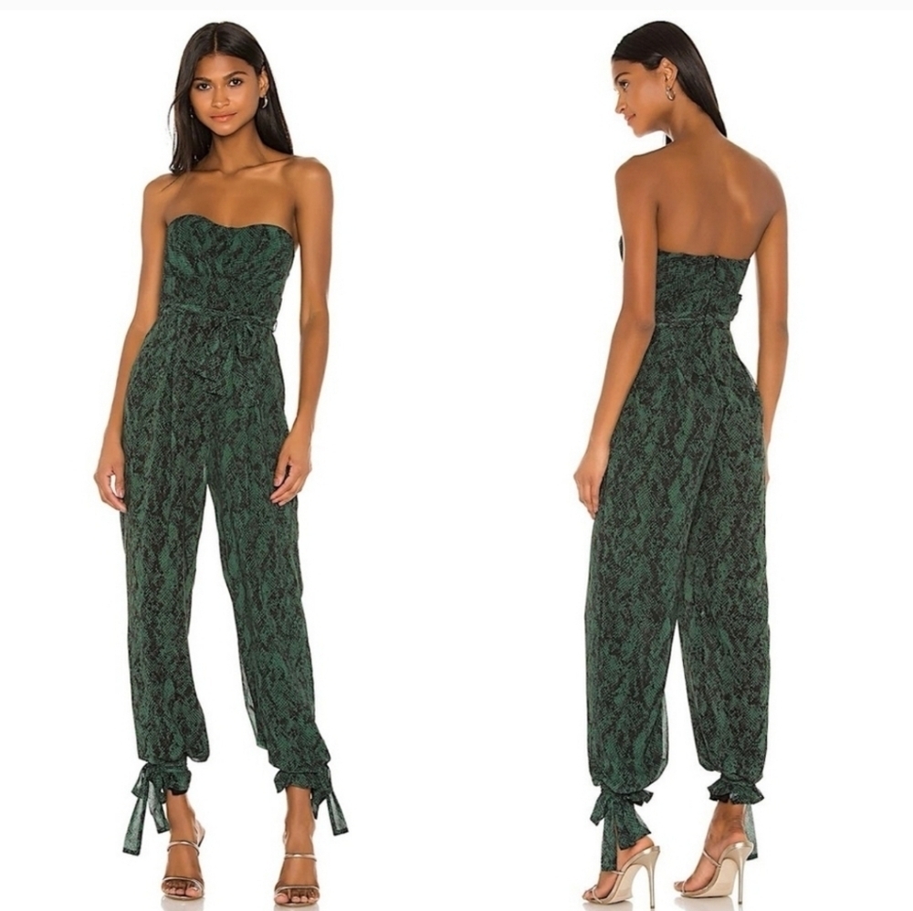 Michael Costello Revolve Green Black Gwendolyn Jumpsuit Size 2​​​